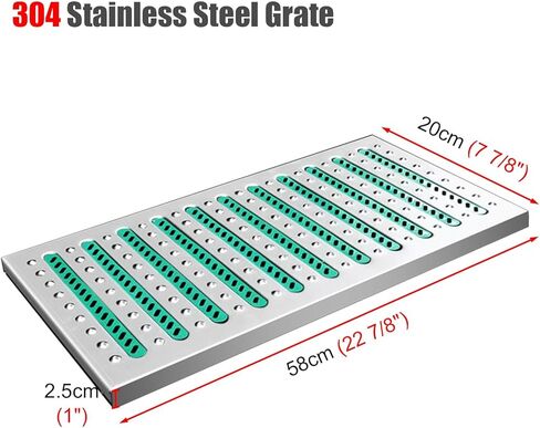 3 PCS Heavy Duty 304 Stainless Steel Drain Grate - 68.5" Channel Drain Covers, Durable Floor Drain Grating, Sewer Lids for Efficient Water Drainage (20x58cm / 7.9"x22.9") in Kuwait