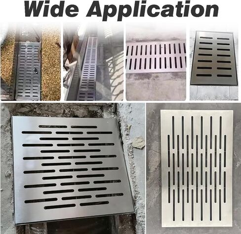 15x15cm Garden Trench Drain Cover with Frame - Concrete Catch Basin Grate for Deck, Patio, Yard, Square Sewer Grate & Garage Floor Drainage Solution in Saudi Arabia