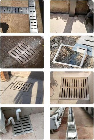 304 Stainless Steel Drain Grate with Frame - Heavy Duty Square Channel Grate for Rainwater, Garage Floor Strainer, Garden Gutter Drainage Cover, 400x400x30mm in Kuwait