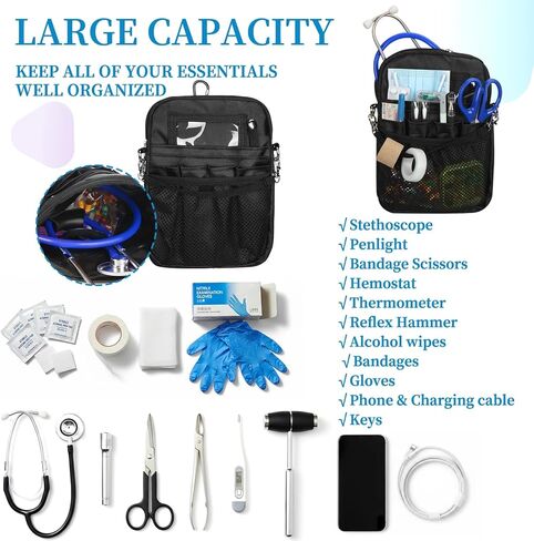 2 Pack Nurse Fanny Pack for Work Waterproof Medical Belt Bag with Multi Pockets Nursing Organizer for Stethoscope Scissors Supplies Nurse Appreciation Gift for Nurses Week Healthcare Workers in Saudi Arabia