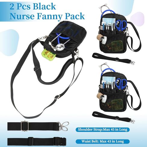 2 Pack Nurse Fanny Pack for Work Waterproof Medical Belt Bag with Multi Pockets Nursing Organizer for Stethoscope Scissors Supplies Nurse Appreciation Gift for Nurses Week Healthcare Workers in Saudi Arabia