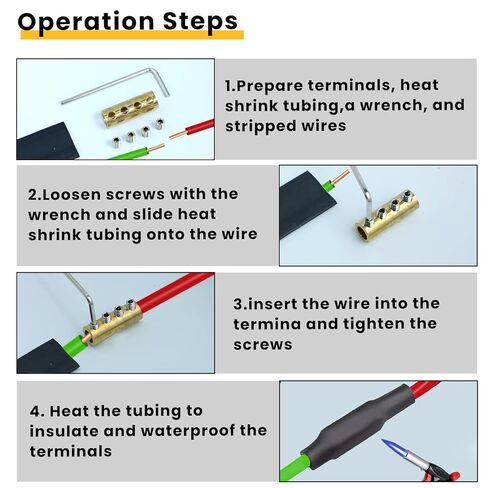 10 Pcs 6 AWG 80A Gauge Wire Connectors Nut Kit with 40 Pcs Screws, 10 Pcs Heat Shrink Tube and Wrench, 80A Quick Terminal for Splicing and Wiring, Circuit Connector in Saudi Arabia