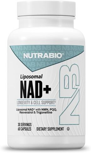 NutraBio Liposomal NAD+ Supplement with Resveratrol, NMN & PQQ for Longevity and Cell Support for Men and Women, Long-Term Vitality, 60 Capsules in Saudi Arabia
