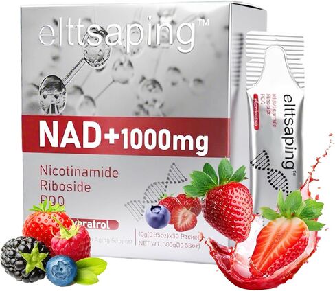 NAD 1000mg Liquid Supplement, NAD+ Liquid Supplement with Nicotinamide Riboside, Resveratrol & PQQ, NAD+ Supplements for Men & Women, Healthy Aging & Boosts Cellular Energy – 30 Packs in Saudi Arabia