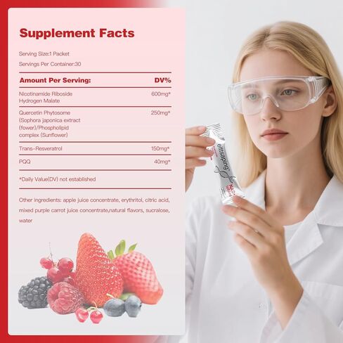 NAD 1000mg Liquid Supplement, NAD+ Liquid Supplement with Nicotinamide Riboside, Resveratrol & PQQ, NAD+ Supplements for Men & Women, Healthy Aging & Boosts Cellular Energy – 30 Packs in Saudi Arabia