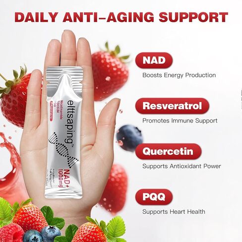 NAD 1000mg Liquid Supplement, NAD+ Liquid Supplement with Nicotinamide Riboside, Resveratrol & PQQ, NAD+ Supplements for Men & Women, Healthy Aging & Boosts Cellular Energy – 30 Packs in Saudi Arabia