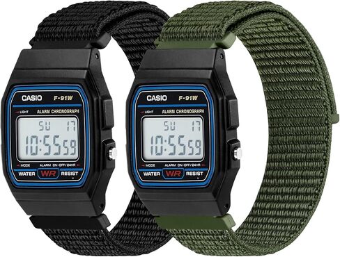 2 Pack Nylon Bands Compatible with Casio F-84/F-91W/F-94/A158/A168, Casio F-105/F-108, Solo Loop Soft Strap for Casio AE-1000 Series in Kuwait