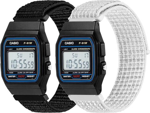 2 Pack Nylon Bands Compatible with Casio F-84/F-91W/F-94/A158/A168, Casio F-105/F-108, Solo Loop Soft Strap for Casio AE-1000 Series in Kuwait