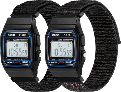2 Pack Nylon Bands Compatible with Casio F-84/F-91W/F-94/A158/A168, Casio F-105/F-108, Solo Loop Soft Strap for Casio AE-1000 Series in Kuwait