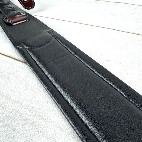 Walker And Williams KB-07 Dark Walnut Brown Body With Black Celtic Chain Carving Full Grain Carving Leather Padded Strap For Acoustic, Electric, And Bass Guitars in Saudi Arabia