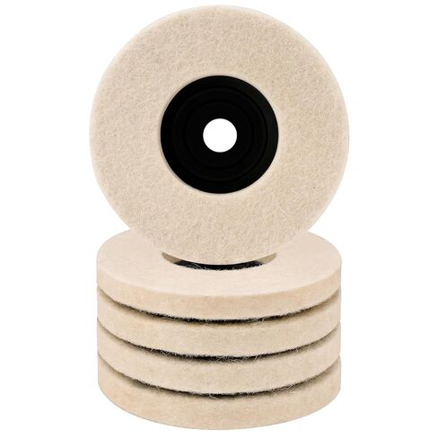5 Pack 3 Inch Wool Felt Polishing Wheel Discs for Angle Grinder - Buffing Pads for Metal, Aluminum, Stainless Steel, Chrome, Jewelry, Automotive Polishing in Saudi Arabia