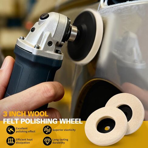 5 Pack 3 Inch Wool Felt Polishing Wheel Discs for Angle Grinder - Buffing Pads for Metal, Aluminum, Stainless Steel, Chrome, Jewelry, Automotive Polishing in Saudi Arabia