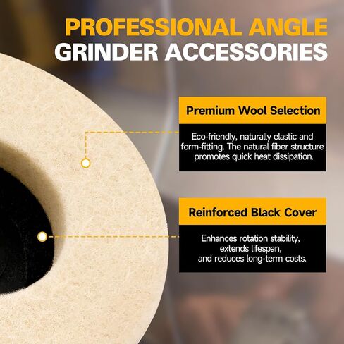 5 Pack 3 Inch Wool Felt Polishing Wheel Discs for Angle Grinder - Buffing Pads for Metal, Aluminum, Stainless Steel, Chrome, Jewelry, Automotive Polishing in Saudi Arabia