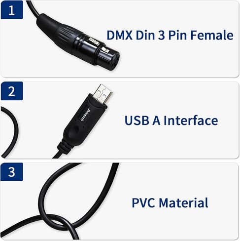 كابل محول واجهة USB إلى DMX مع شريحة FT232RNL يدعم Freestyler/QLC+/ Dmxcontrol/Soundswitch/Lightkey/Lightjams (10FT/3M) in Kuwait