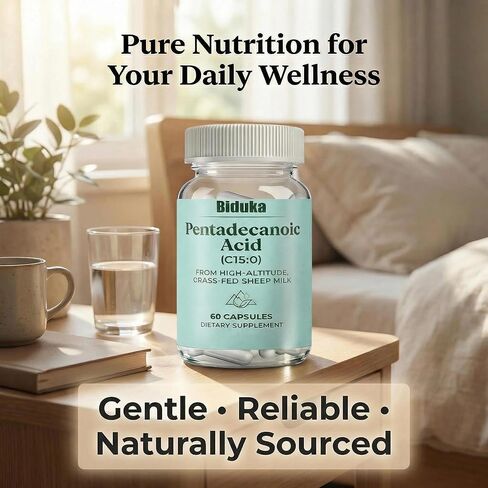 60 Servings of Pentadecanoic Acid Extract | 300mg Per Capsule from High-Altitude Grass-Fed Sheep Milk | Non GMO, Gluten Free, Additive Free, Soy Free Veggie Capsules | C15:0 Supplement in Saudi Arabia