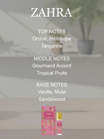 Zenia Zahra Perfume Oil Roll-On – 6ml / 0.2oz | Long Lasting Alcohol-Free Sweet Floral Gourmand Fragrance Oil with Orchid, Vanilla & Musk in Kuwait