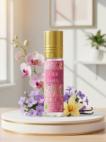 Zenia Zahra Perfume Oil Roll-On – 6ml / 0.2oz | Long Lasting Alcohol-Free Sweet Floral Gourmand Fragrance Oil with Orchid, Vanilla & Musk in Kuwait