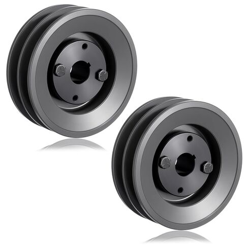 Fumete 2 Pcs 2BK52H 5" Dual Groove Pulley for 2 B Belt, Cast Iron Heavy Duty Sheave for Motor, Compressor, Pump, 7/8" Sheave Bushing in Saudi Arabia