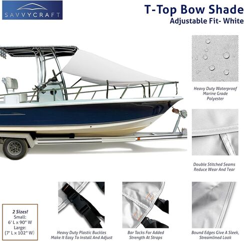 SavvyCraft T-Top Bow Shade, UV Protection Extension 600D Marine Grade Polyester T-Top Boat Bow Area Sun Shade in Saudi Arabia
