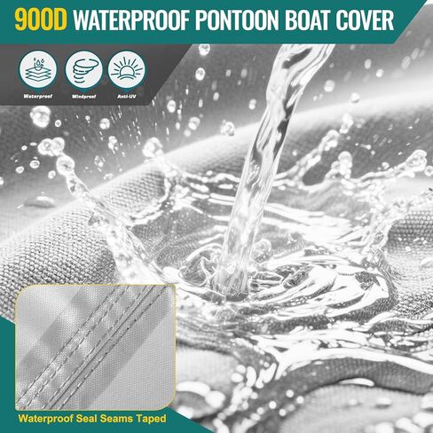 غطاء قارب وحدة التحكم المركزية، 17'-19'ft مقاوم للماء 900D PU غطاء قارب قابل للقطر للخدمة الشاقة لقارب وحدة التحكم المركزية، قماش بوليستر مقاوم للأشعة فوق البنفسجية من الدرجة البحرية مع غطاء محرك، رمادي in Kuwait