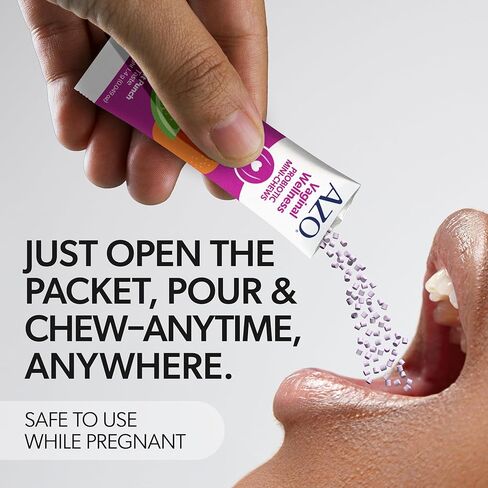 AZO Vaginal Probiotic Mini-Chews for Women, Supports Healthy Vaginal Odor, Healthy Vaginal Flora, Yeast Balance and pH*, Delicious Fruit Punch Taste, 14 Count in Kuwait