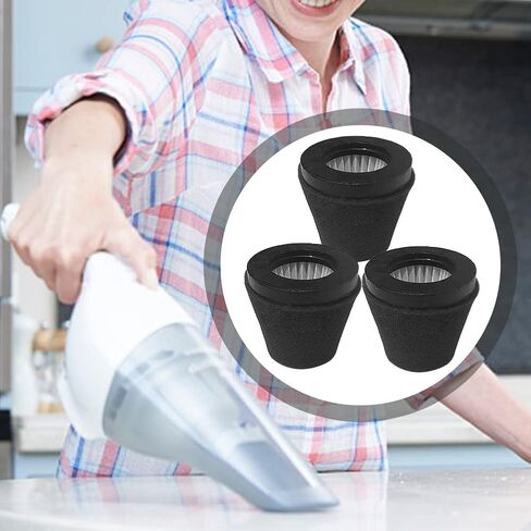 3 Pack Vacuum Filters with Brush for Dirt Devil Scorpion Handheld Vacuum Cleaner Style F117, Compare to Parts AD40117 in Kuwait