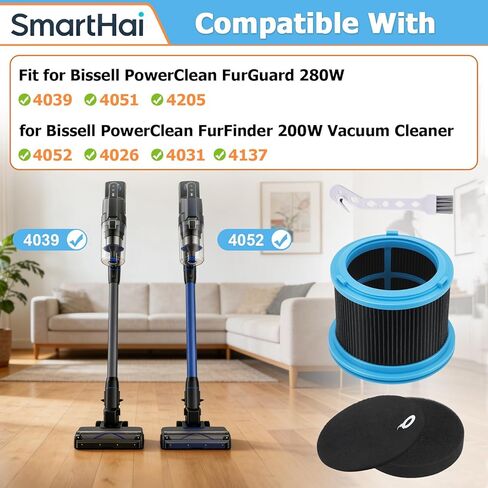 4039 4052 مرشحات بديلة لـ Bissell PowerClean FurGuard 280W 4051 4205 Vacuum and FurFinder 200W 4026 4031 4137 مكنسة كهربائية لاسلكية، الجزء # 1646969 1646970، 2 مرشحات HEPA و4 منصات تصفية مسبقة in Saudi Arabia