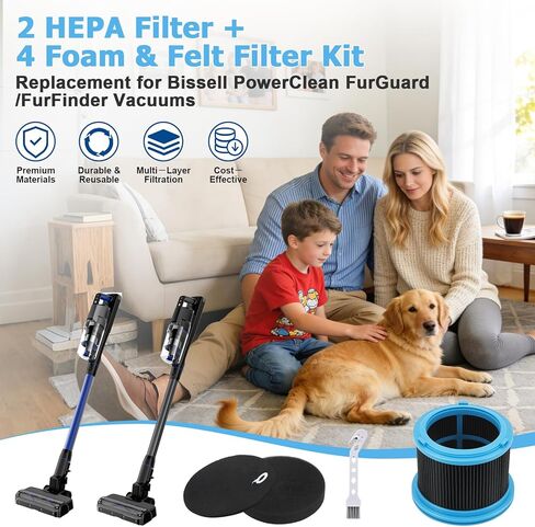 4039 4052 مرشحات بديلة لـ Bissell PowerClean FurGuard 280W 4051 4205 Vacuum and FurFinder 200W 4026 4031 4137 مكنسة كهربائية لاسلكية، الجزء # 1646969 1646970، 2 مرشحات HEPA و4 منصات تصفية مسبقة in Saudi Arabia