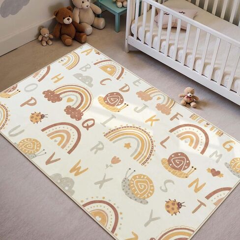 LIVEBOX Soft Kids ABC Rug, Washable Rainbow Rugs for Bedroom, Non Slip Playroom Carpet Cute Alphabet Mat for Preshcool Play Room (Orange,3'x5') in Saudi Arabia