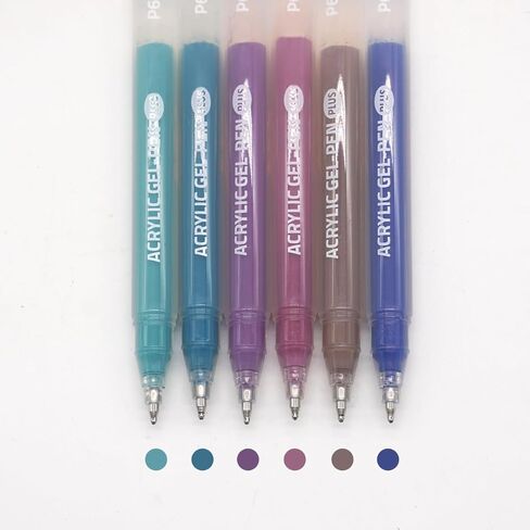 أقلام هلام أكريليك لكتب التلوين ، و Quick Dry Dry 6 Pcs 1.0mm Point Point Gel Marker Pen للرسم ، وفن اليومية ، واللوازم المدرسية ، Sea Salt Blue in Kuwait
