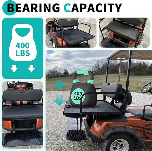 طقم المقعد الخلفي لعربة الجولف من HECASA مع دعم السقف متوافق مع 1995-Up EZGO TXT Freedom T48 Valor Black، NN2433 in Saudi Arabia