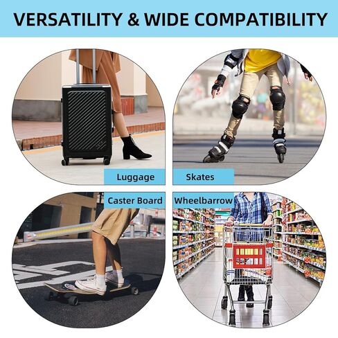 مجموعة استبدال عجلات الأمتعة مكونة من 4 قطع - عجلة بديلة لعجلات الحقيبة مقاس 50 مم × 18 مم للأمتعة، مجموعة أدوات إصلاح عجلات دوارة مطاطية سوداء لحقيبة السفر in Kuwait
