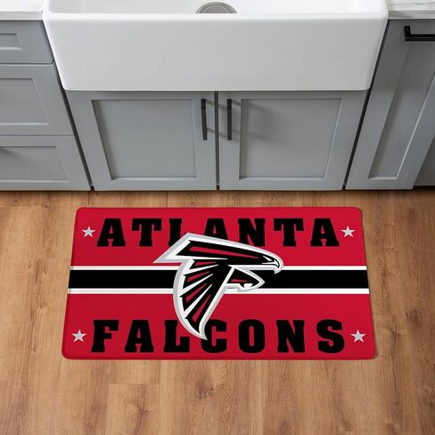 NFL Atlanta Falcons Indoor Entrance Mat, 30"x18" Anti-Fatigue Kitchen Mats and Rugs, Non Slip Backing, PVC Waterproof Ergonomic Comfort Mat for Entryway, Kitchen, Man Cave, Office, Sink, Laundry in Saudi Arabia