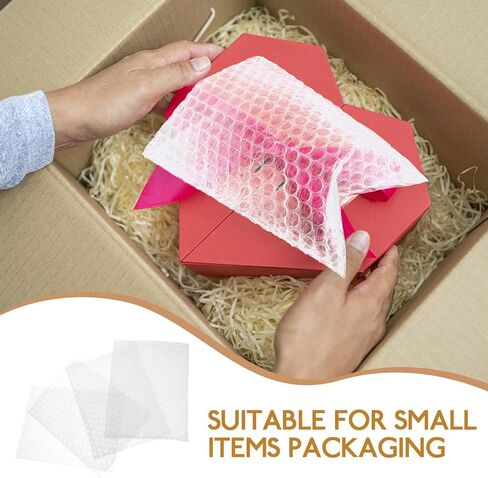 100 Pcs Small Bubble Pouches 5.91 X 3.94 Inches Double Wall Shockproof Plastic Bubble Bags Protective Packaging for Small Business Shipping and Storage in Saudi Arabia