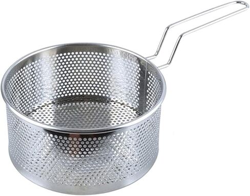 baskets，Fryer Basket, Fryer Basket/Skimmer Spoon Stainless Steel Frying Basket Kitchen Frying Basket Noodle Dumpling Strainer Frying Pan Frying Basket Strainer Basket(Large) in Saudi Arabia