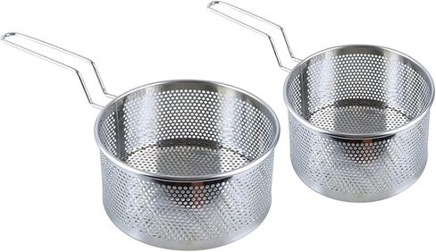 baskets，Fryer Basket, Fryer Basket/Skimmer Spoon Stainless Steel Frying Basket Kitchen Frying Basket Noodle Dumpling Strainer Frying Pan Frying Basket Strainer Basket(Large) in Saudi Arabia