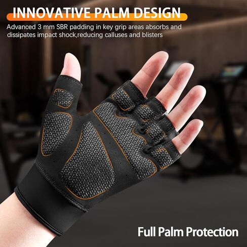 Workout Gloves for Men and Women, Gym Gloves for Weight Lifting, Exercise, Cycling, Training & Fitness, Fingerless with Padded Grip, Full Palm Protection & Breathable Design in Saudi Arabia