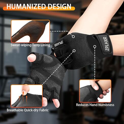 Workout Gloves for Men and Women, Gym Gloves for Weight Lifting, Exercise, Cycling, Training & Fitness, Fingerless with Padded Grip, Full Palm Protection & Breathable Design in Saudi Arabia