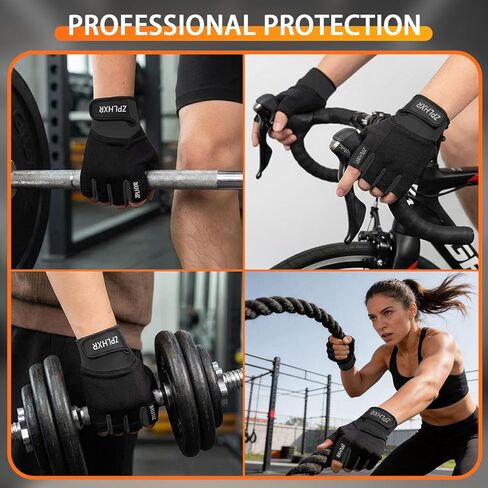 Workout Gloves for Men and Women, Gym Gloves for Weight Lifting, Exercise, Cycling, Training & Fitness, Fingerless with Padded Grip, Full Palm Protection & Breathable Design in Saudi Arabia