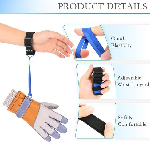 6 Pcs Ski Glove Wrist Leash Elastic Wrist Lanyard, Adjustable Sport Glove Anti-Lost Hanging Strap for Skiing Snowboarding Mountaineering Outdoor Sports Accessories, Assorted 3 Colors Leash in Kuwait