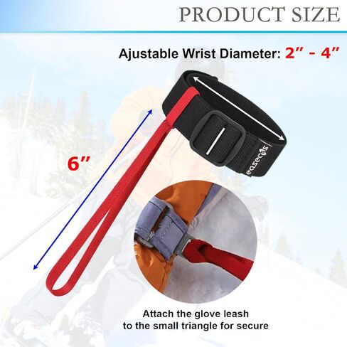6 Pcs Ski Glove Wrist Leash Elastic Wrist Lanyard, Adjustable Sport Glove Anti-Lost Hanging Strap for Skiing Snowboarding Mountaineering Outdoor Sports Accessories, Assorted 3 Colors Leash in Kuwait