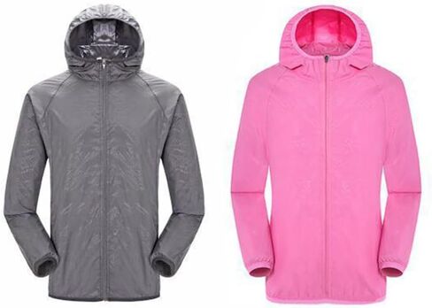 Unisex Lightweight Waterproof Windbreaker, Packable Hooded Jacket for Daily Use and Outdoor Activities (Pack of 2) in Saudi Arabia