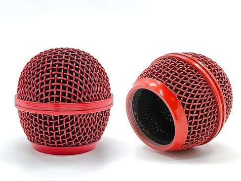شبكة بديلة لميكروفون Musiin لـ Shure SM58، SM58-LC، SM58S، BETA 58A، SV100، PGX24، SLX4 غطاء رأس الميكروفون، شبكة رأس كرة الميكروفون، أجزاء رأس الالتقاط (حزمتان أحمرتان) in Saudi Arabia
