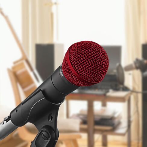 شبكة بديلة لميكروفون Musiin لـ Shure SM58، SM58-LC، SM58S، BETA 58A، SV100، PGX24، SLX4 غطاء رأس الميكروفون، شبكة رأس كرة الميكروفون، أجزاء رأس الالتقاط (حزمتان أحمرتان) in Saudi Arabia
