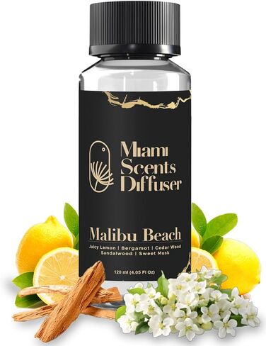 Malibu Golden Coast Essential Oil Refill Luxury Hotel Inspired - Long Lasting Aroma for Home & Office Diffuser, 120ml Fresh Blend of Bergamot Sweet Musk Sandalwood, Scent for Spa Wellness Aromatherapy in Saudi Arabia