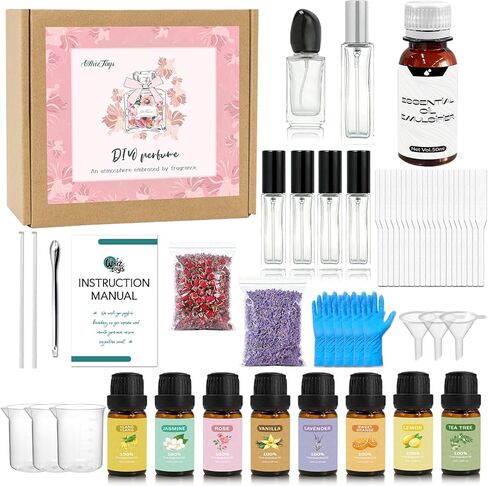 مجموعة صناعة العطور للنساء، اصنعي رائحتك الخاصة باستخدام الزيت العطري، الزجاجة، مجموعة أدوات يدوية خالية من الكحول، مجموعة هدايا عيد ميلاد عطرية للنساء والفتيات in Kuwait