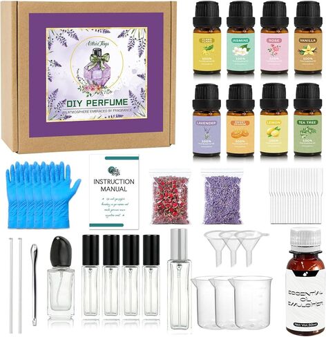 مجموعة صناعة العطور للنساء، اصنعي رائحتك الخاصة باستخدام الزيت العطري، الزجاجة، مجموعة أدوات يدوية خالية من الكحول، مجموعة هدايا عيد ميلاد عطرية للنساء والفتيات in Kuwait