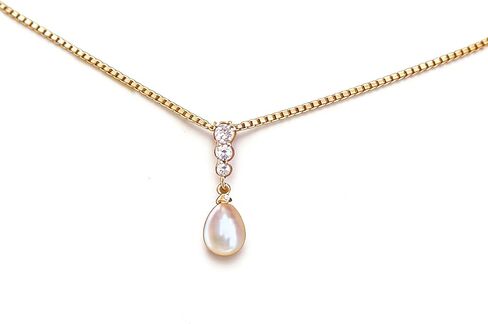 Pippa Pearl Necklaces for Women Dainty Chain Necklace 14K Gold Plated Charm CZ Pendant Necklace Simple Choker Necklaces for Women Trendy Wedding Womens Jewelry in Kuwait