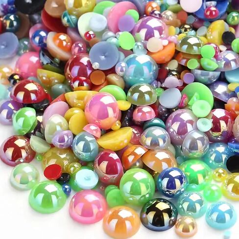 1000pcs أحجام مختلطة 3/4/5/6/8/8/10 مم مسطح نصف جولة جولة الجوهرة لصياغة ، حبات اللؤلؤ الذهبي الأحجار الأحجار الكريمة للحرف اليدوية ، فستان فستان فن الأظافر تصنع الزينة (الذهب) in Kuwait