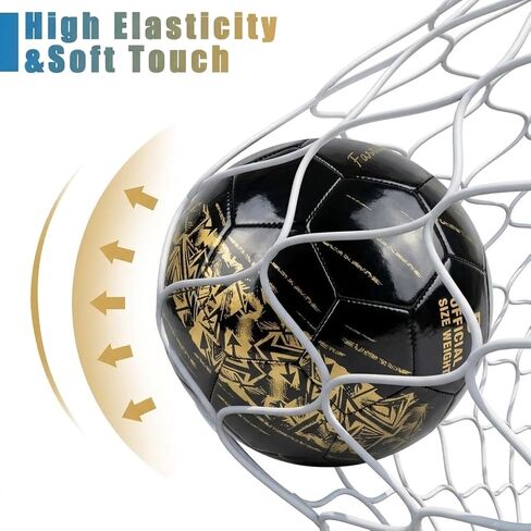 كرة القدم مقاس 5، كرة قدم من جلد البولي يوريثان للاستخدام الداخلي والخارجي للشباب والكبار، كرة قدم سوداء مع طباعة ذهبية in Kuwait